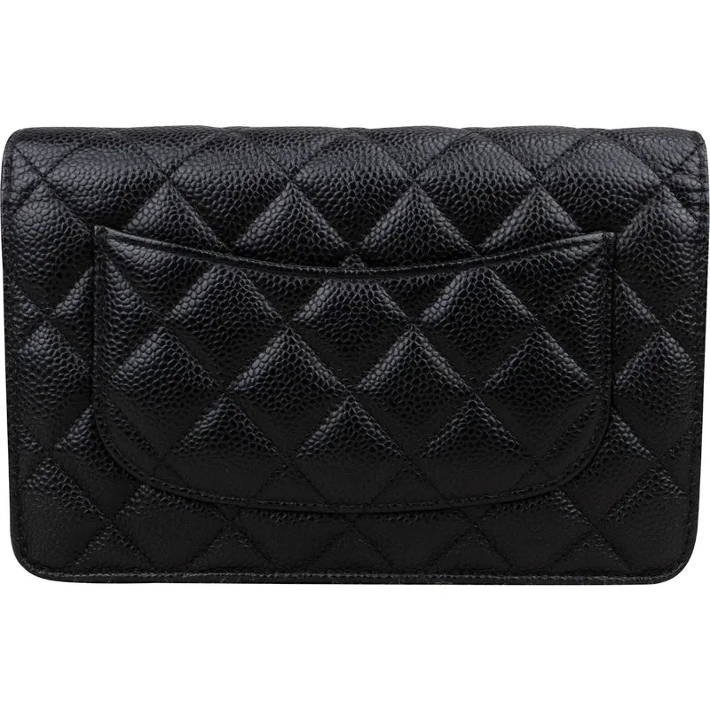 Chanel Quilted Caviar Leather Wallet on Chain Crossbody Bag