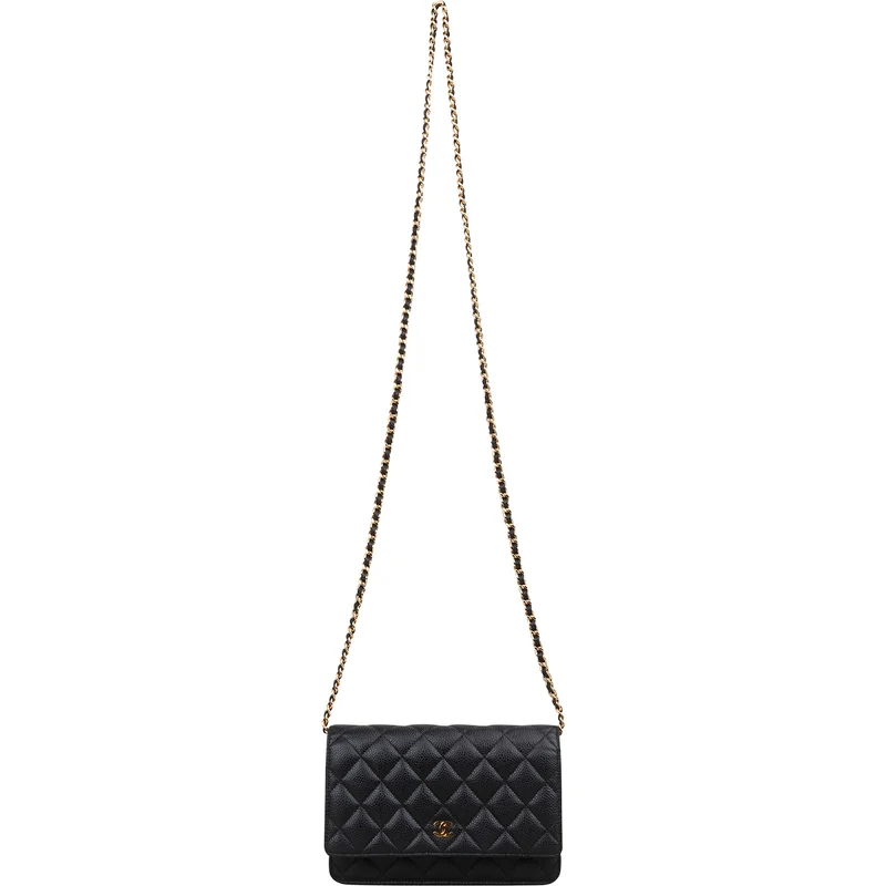 Chanel Quilted Caviar Leather Wallet on Chain Crossbody Bag