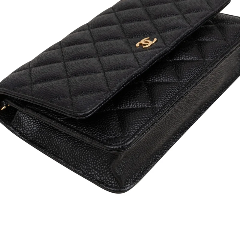 Chanel Quilted Caviar Leather Wallet on Chain Crossbody Bag