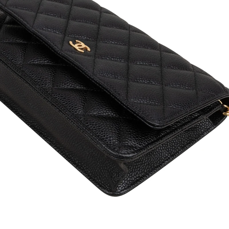 Chanel Quilted Caviar Leather Wallet on Chain Crossbody Bag
