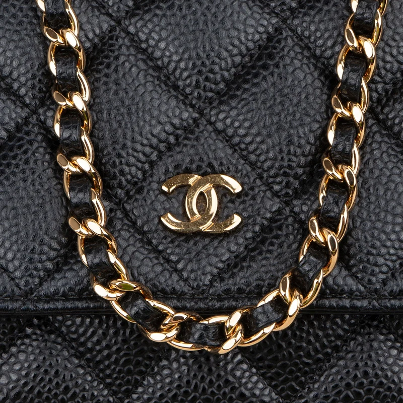 Chanel Quilted Caviar Leather Wallet on Chain Crossbody Bag