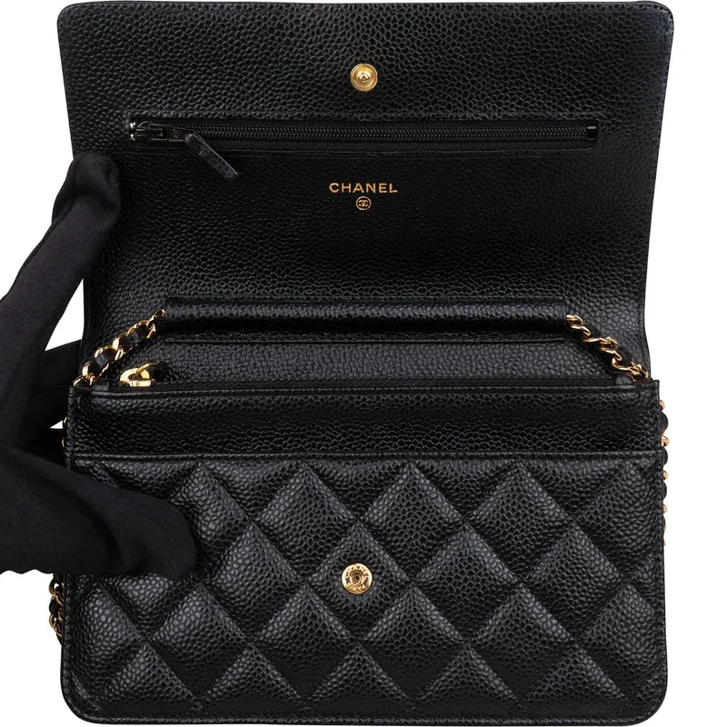 Chanel Quilted Caviar Leather Wallet on Chain Crossbody Bag
