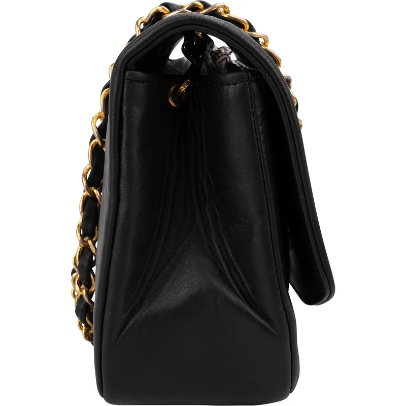 Chanel Quilted Lambskin 24K Gold Diana Small Single Flap Crossbody Bag