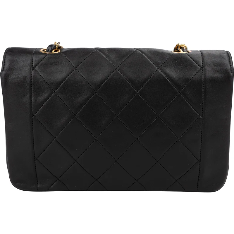 Chanel Quilted Lambskin 24K Gold Diana Small Single Flap Crossbody Bag
