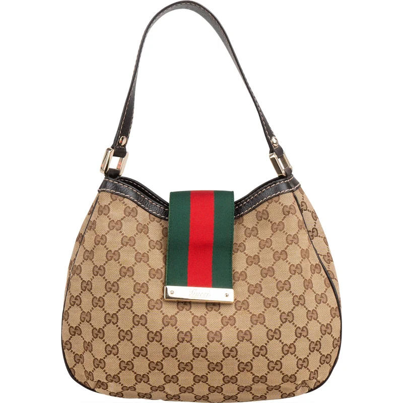 Gucci Monogram GG Canvas Web Hobo Shoulder Bag