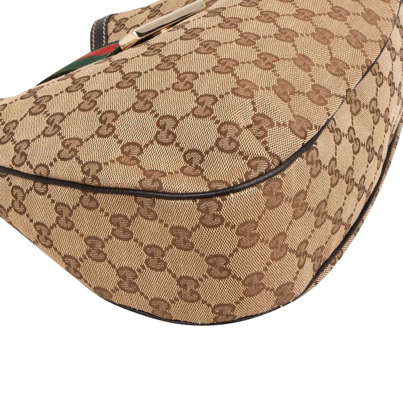Gucci Monogram GG Canvas Web Hobo Shoulder Bag
