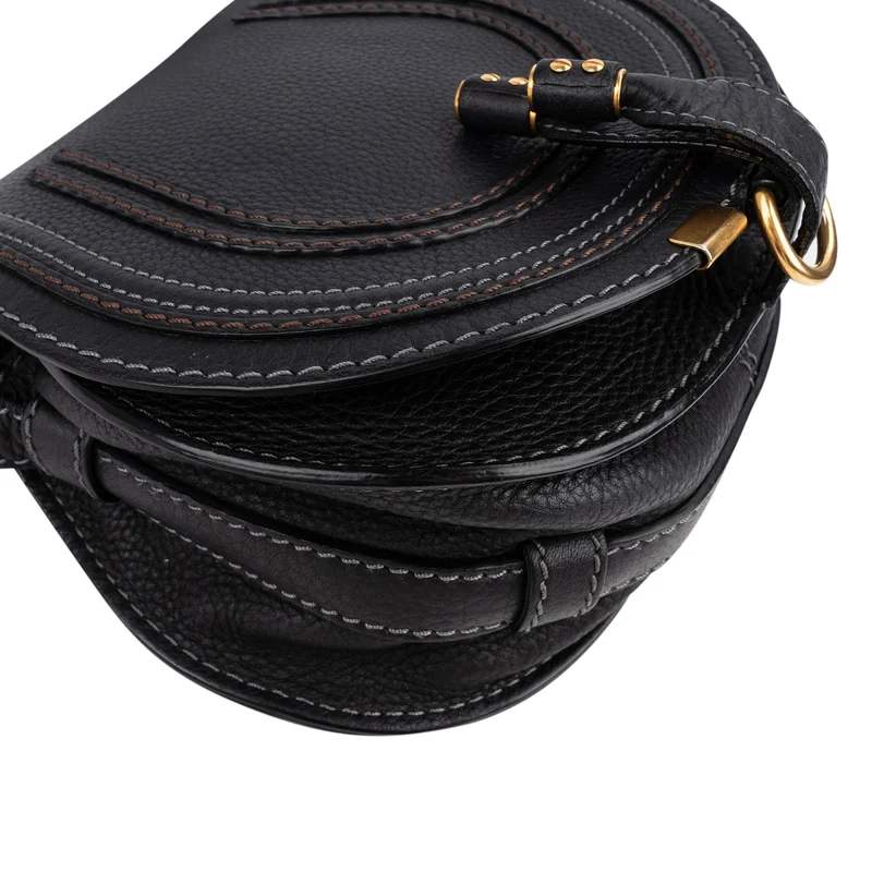 Chloé Grained Calfskin Marcie Mini Saddle Crossbody Bag