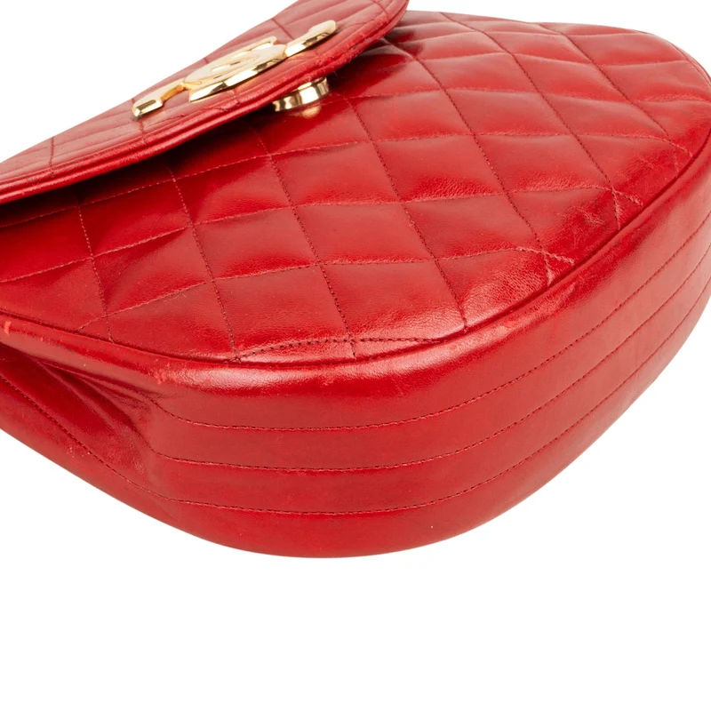 Chanel Quilted Lambskin Half Moon Single Flap Crossbody Bag