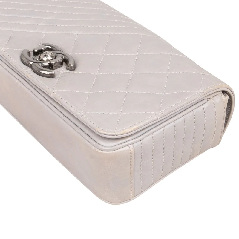 Chanel Aged Quilted Calfskin Coco Boy Single Flap Crossbody Bag