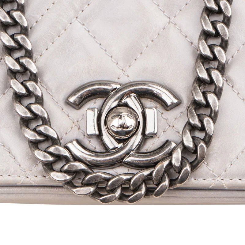Chanel Aged Quilted Calfskin Coco Boy Single Flap Crossbody Bag