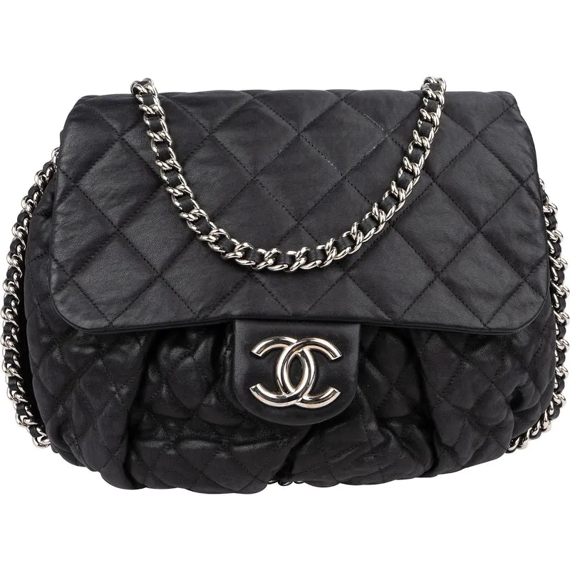 Chanel Quilted Lambskin Bubble Quilt Jumbo Single Flap Crossbody Bag