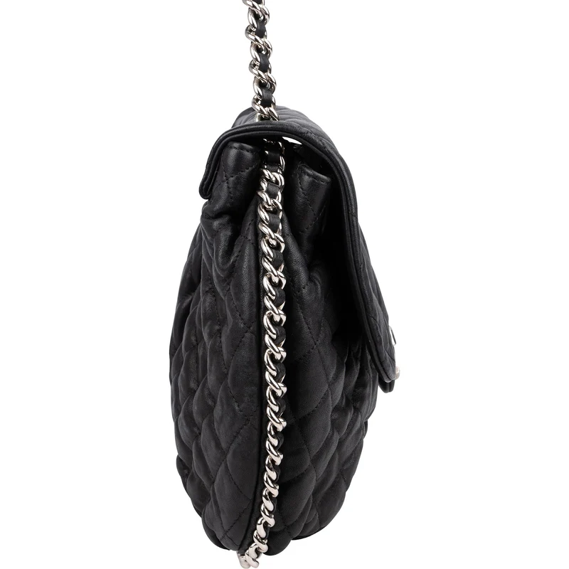 Chanel Quilted Lambskin Bubble Quilt Jumbo Single Flap Crossbody Bag