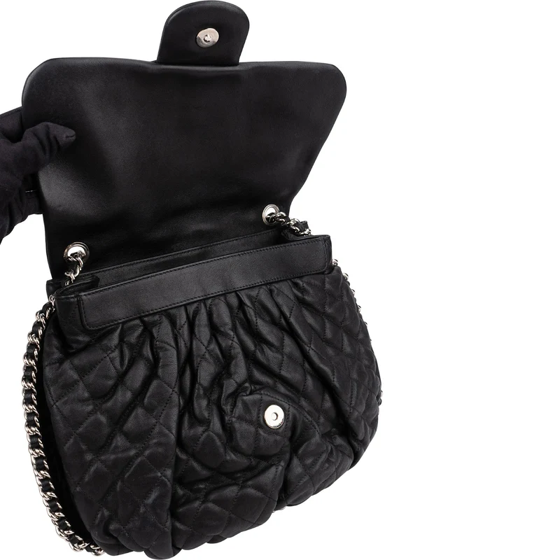 Chanel Quilted Lambskin Bubble Quilt Jumbo Single Flap Crossbody Bag