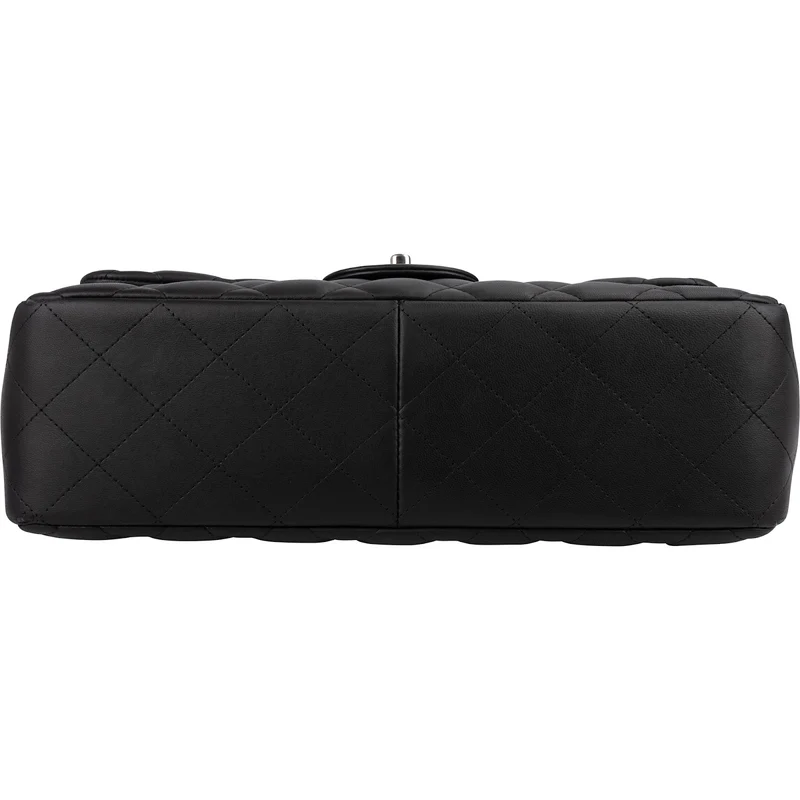 Chanel Quilted Lambskin Palladium Jumbo Double Flap Crossbody Bag
