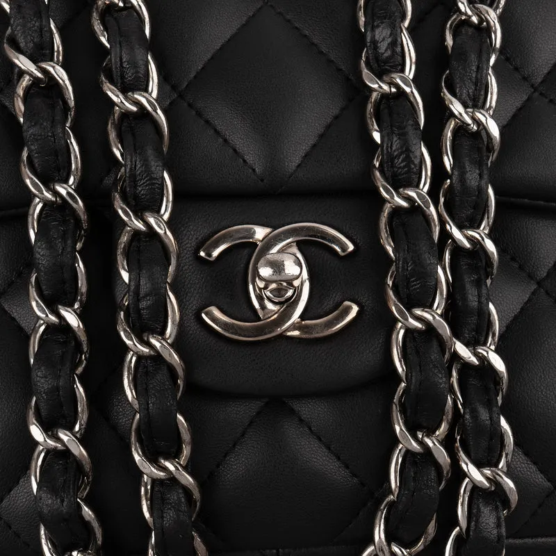 Chanel Quilted Lambskin Palladium Jumbo Double Flap Crossbody Bag
