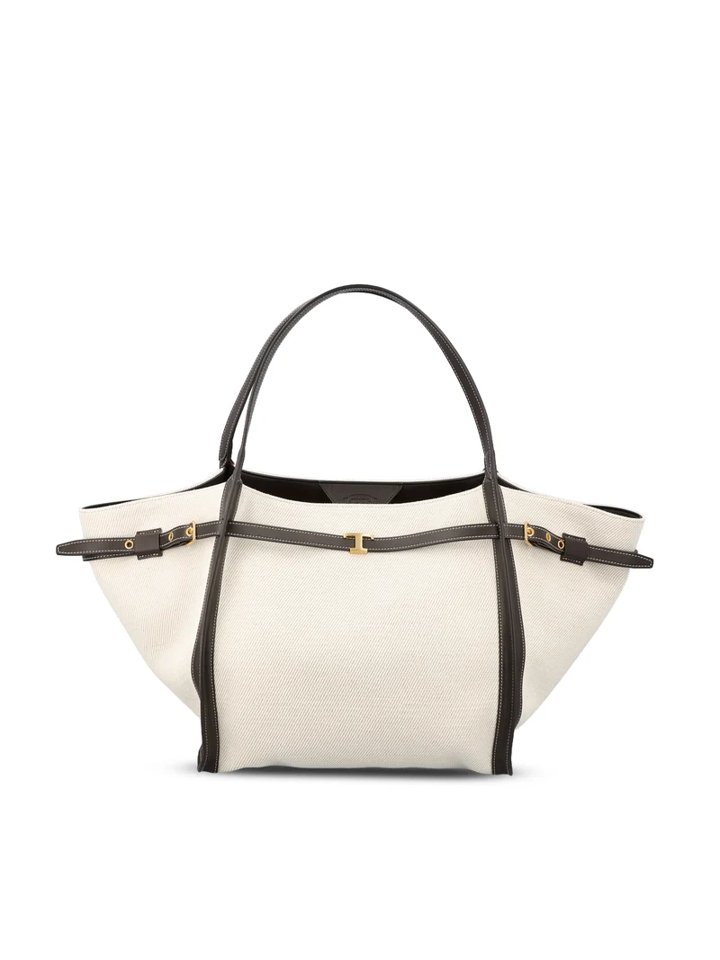 TOD'S Borsa Shopping In Canvas E Pelle Media