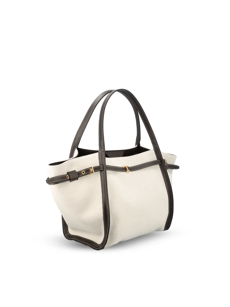 TOD'S Borsa Shopping In Canvas E Pelle Media