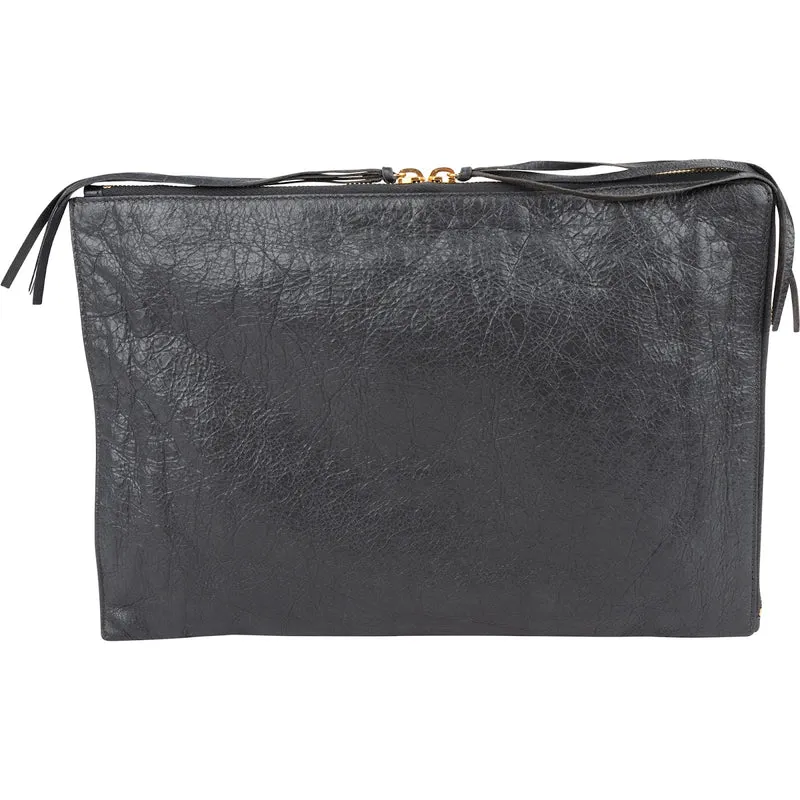 Balenciaga Leather Classic Arena Laptop Case Clutch