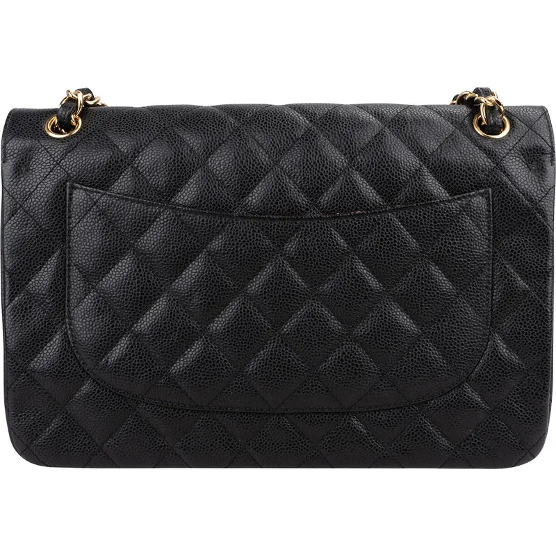 Chanel Quilted Caviar Leather Jumbo Double Flap Crossbody Bag
