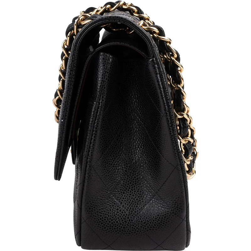 Chanel Quilted Caviar Leather Jumbo Double Flap Crossbody Bag