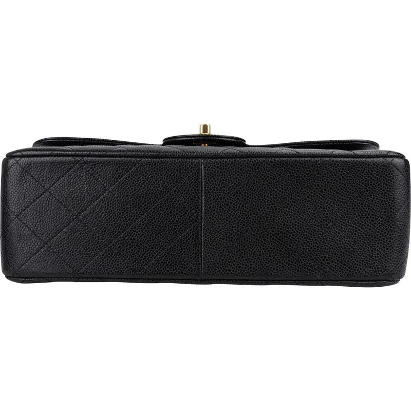 Chanel Quilted Caviar Leather Jumbo Double Flap Crossbody Bag