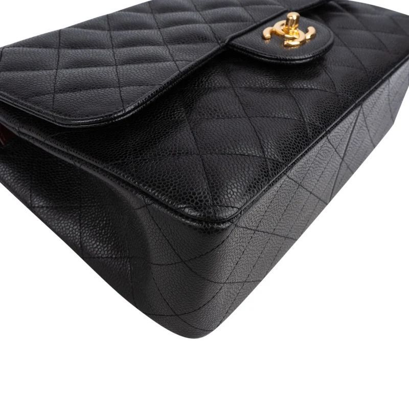 Chanel Quilted Caviar Leather Jumbo Double Flap Crossbody Bag