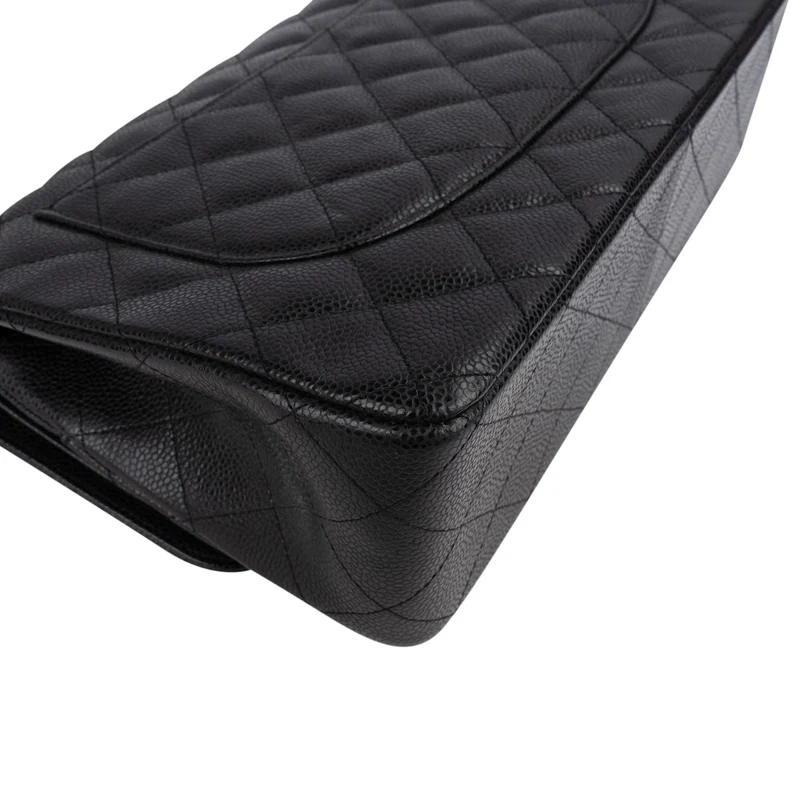 Chanel Quilted Caviar Leather Jumbo Double Flap Crossbody Bag