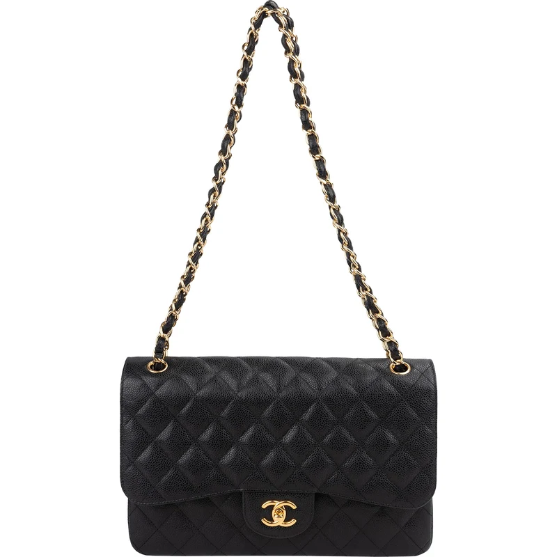 Chanel Quilted Caviar Leather Jumbo Double Flap Crossbody Bag