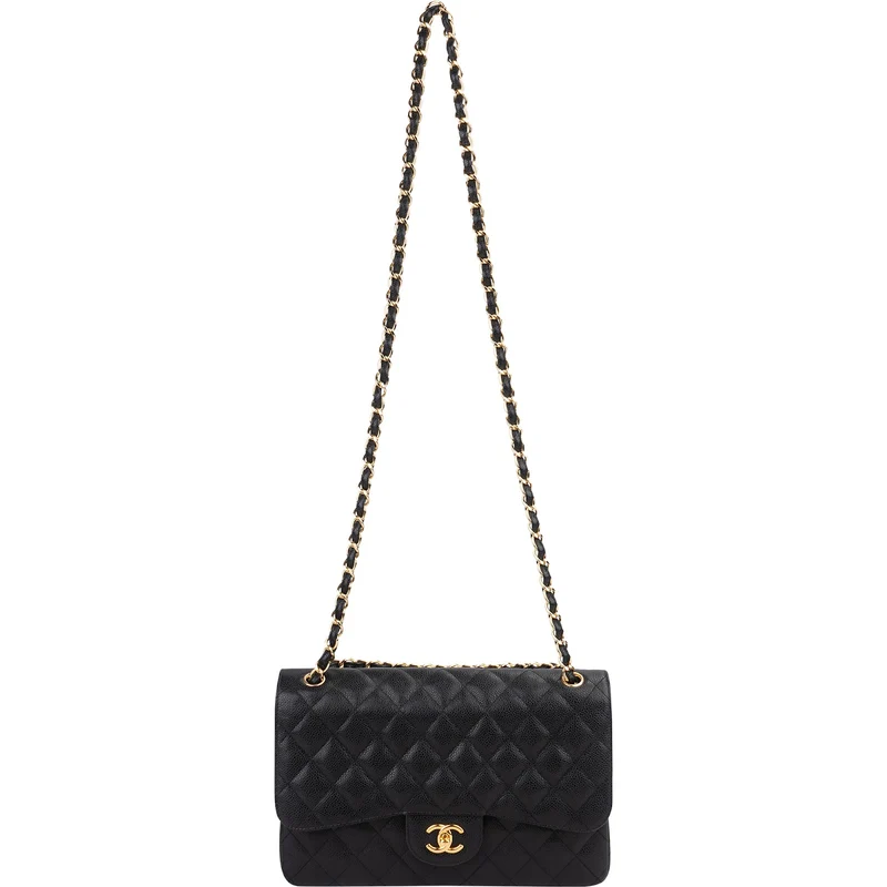Chanel Quilted Caviar Leather Jumbo Double Flap Crossbody Bag