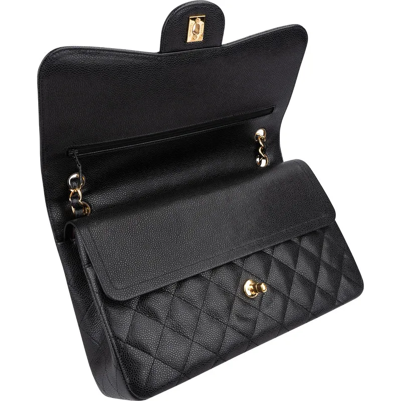 Chanel Quilted Caviar Leather Jumbo Double Flap Crossbody Bag