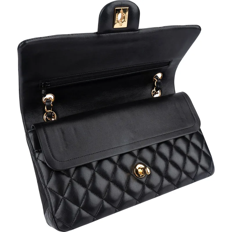 Chanel Quilted Lambskin Medium Double Flap Shoulder Bag