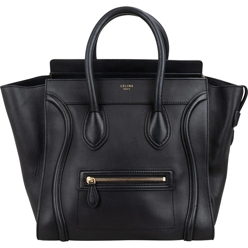 Céline Black Calfskin Luggage Handbag