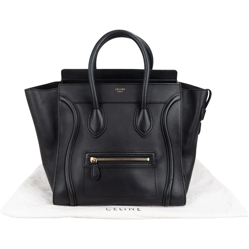 Céline Black Calfskin Luggage Handbag