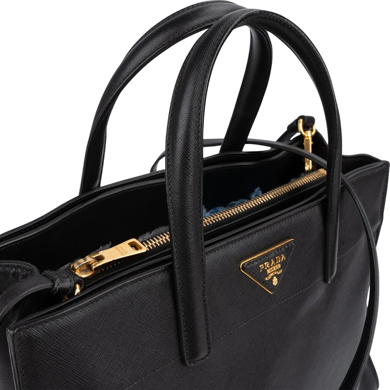 Prada Black Saffiano Leather Galleria Tote Handbag
