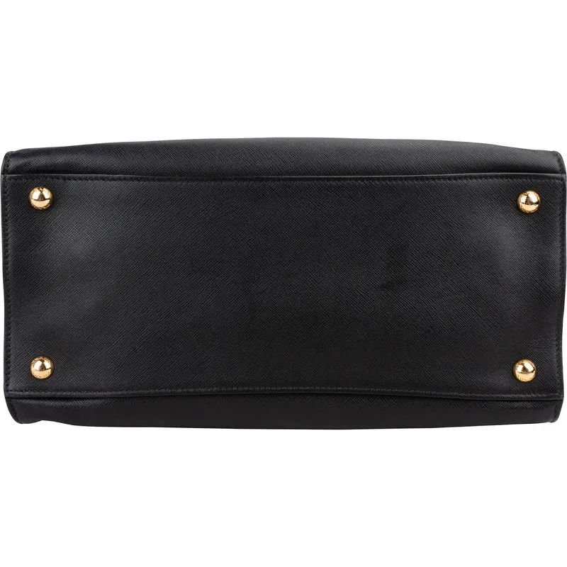 Prada Black Saffiano Leather Galleria Tote Handbag