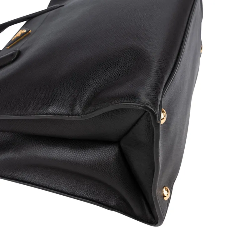 Prada Black Saffiano Leather Galleria Tote Handbag