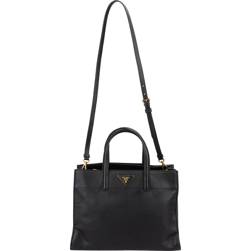 Prada Black Saffiano Leather Galleria Tote Handbag