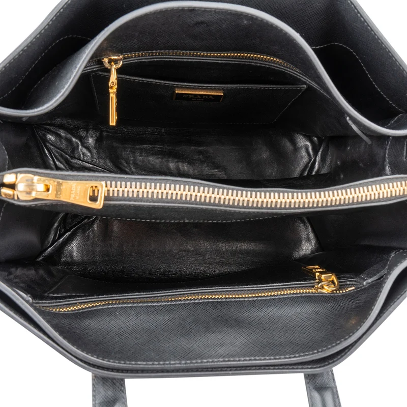 Prada Black Saffiano Leather Galleria Tote Handbag