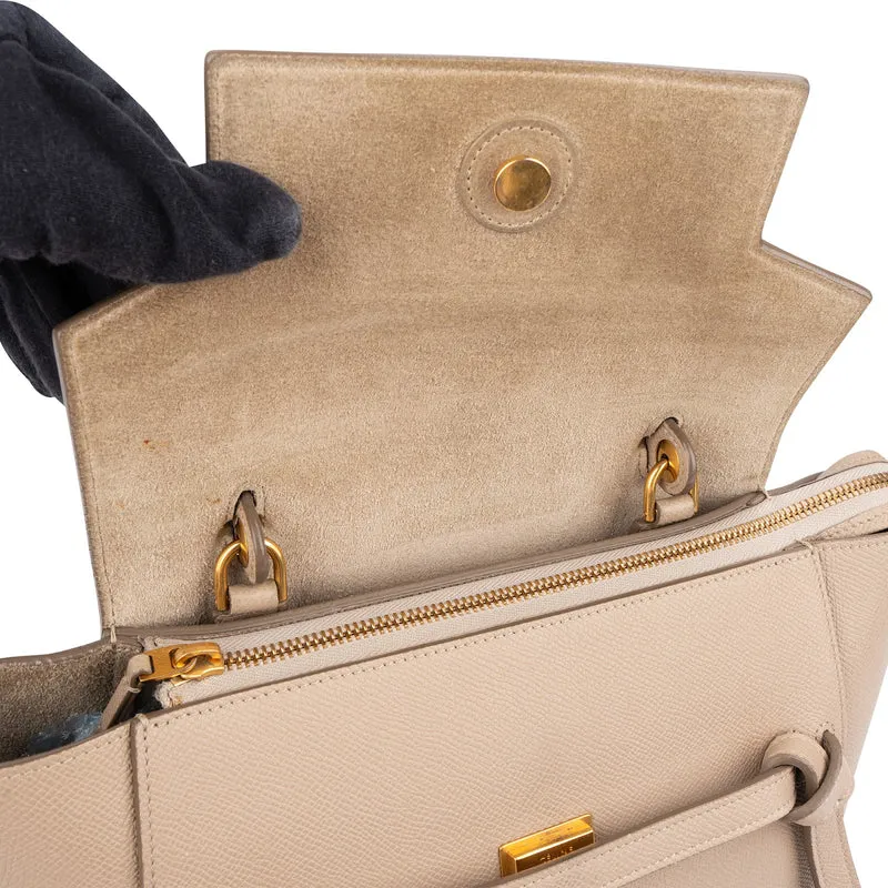 Céline Beige Grained Calfskin Nano Belt Handbag