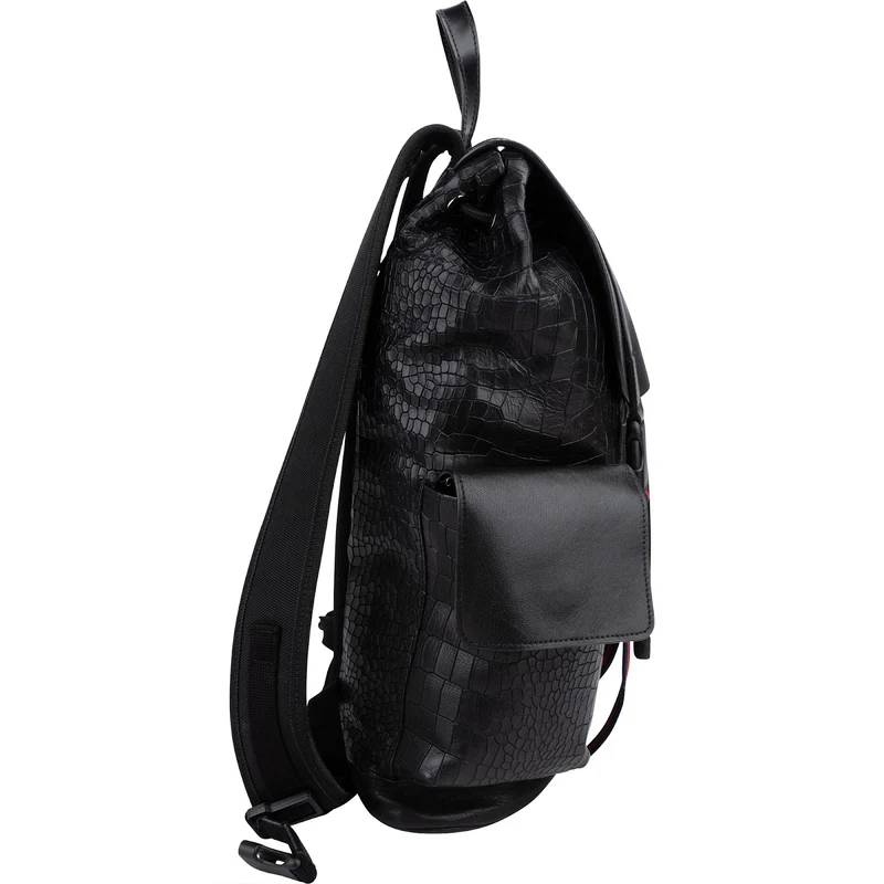 Gucci Crocodile-Embossed Leather Web Stripe Backpack