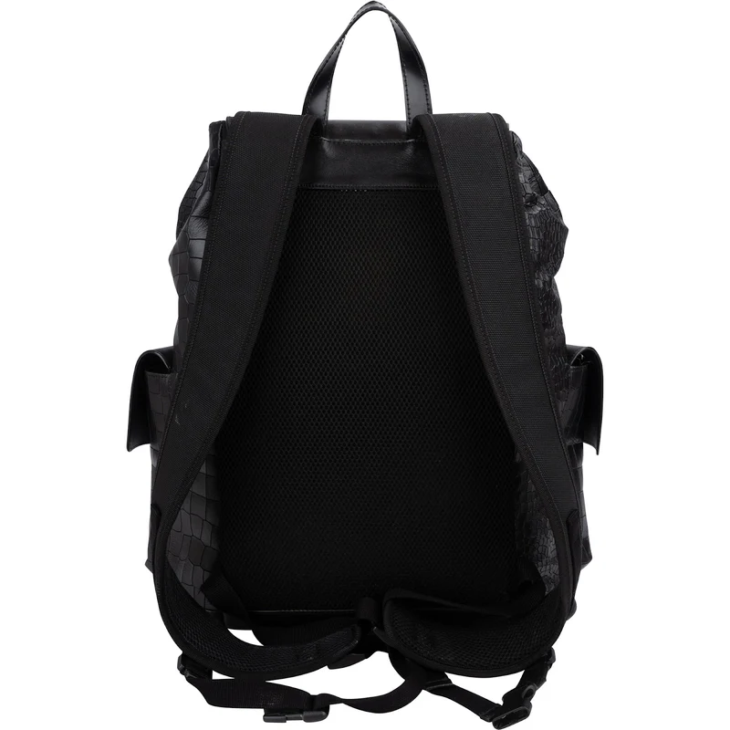 Gucci Crocodile-Embossed Leather Web Stripe Backpack