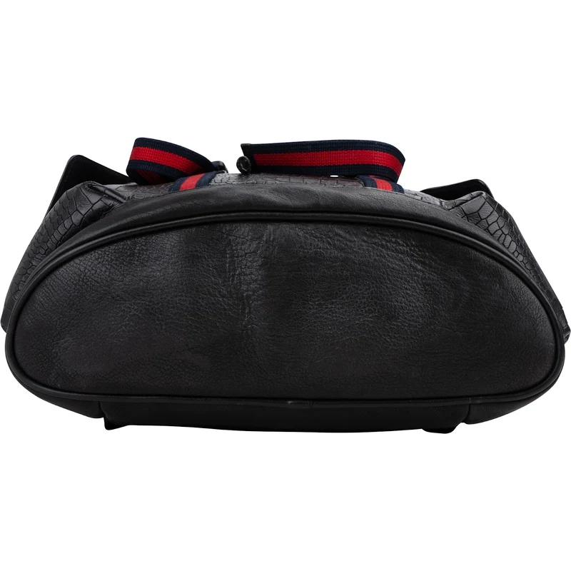 Gucci Crocodile-Embossed Leather Web Stripe Backpack