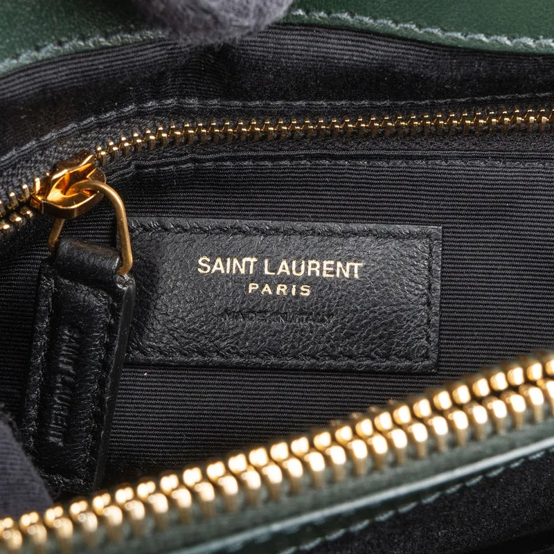 Yves Saint Laurent Dark Green Quilted Calfskin Medium Loulou Crossbody Bag