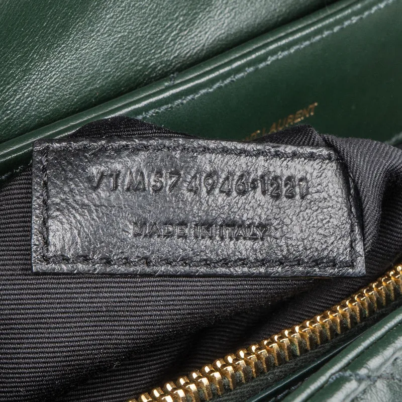 Yves Saint Laurent Dark Green Quilted Calfskin Medium Loulou Crossbody Bag