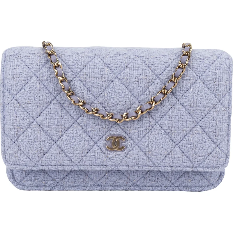 Chanel Quilted Tweed Wallet on Chain Crossbody Bag