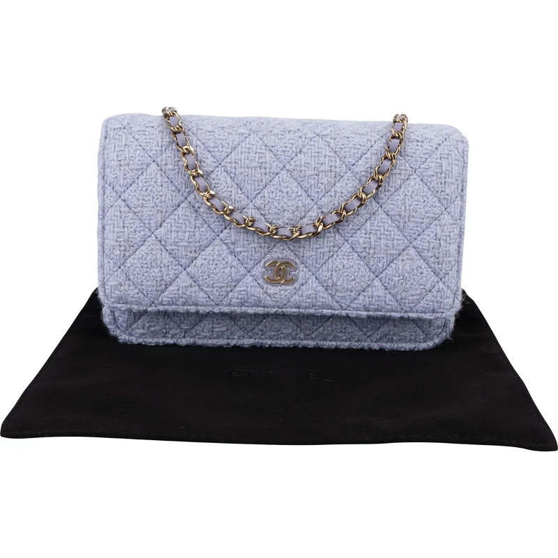 Chanel Quilted Tweed Wallet on Chain Crossbody Bag