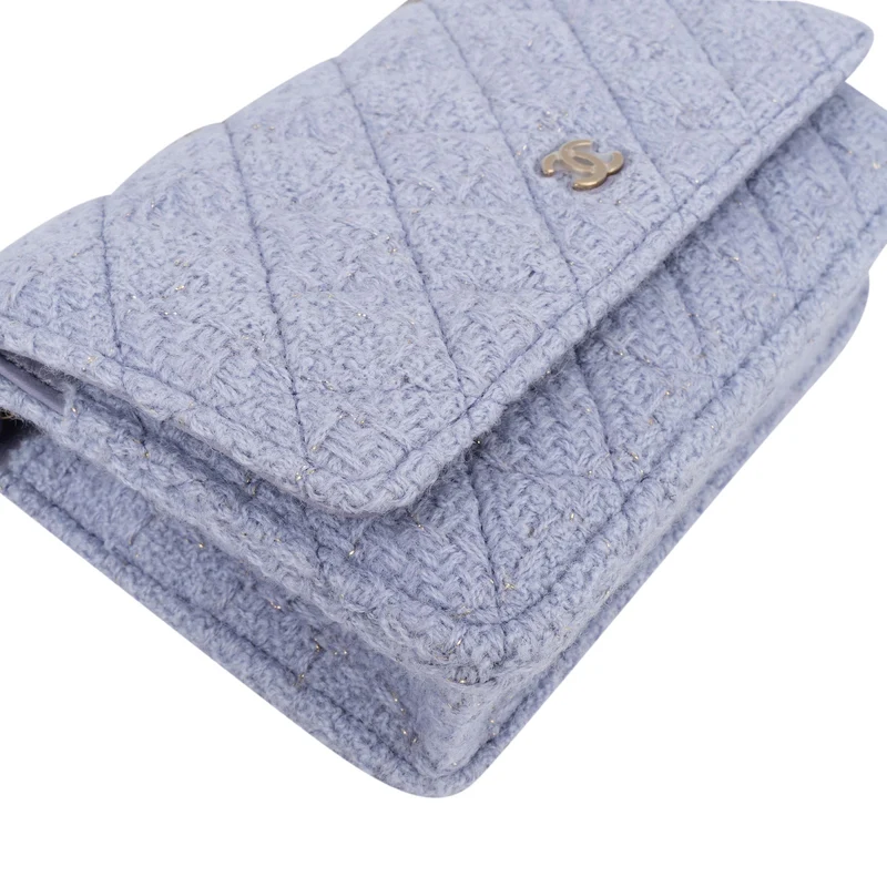 Chanel Quilted Tweed Wallet on Chain Crossbody Bag