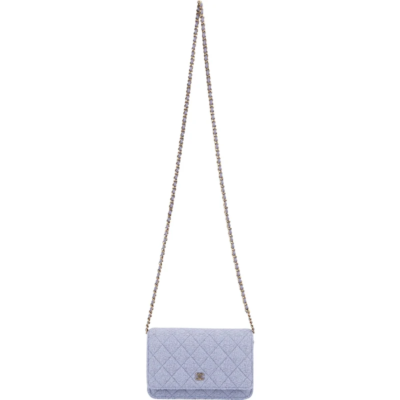 Chanel Quilted Tweed Wallet on Chain Crossbody Bag