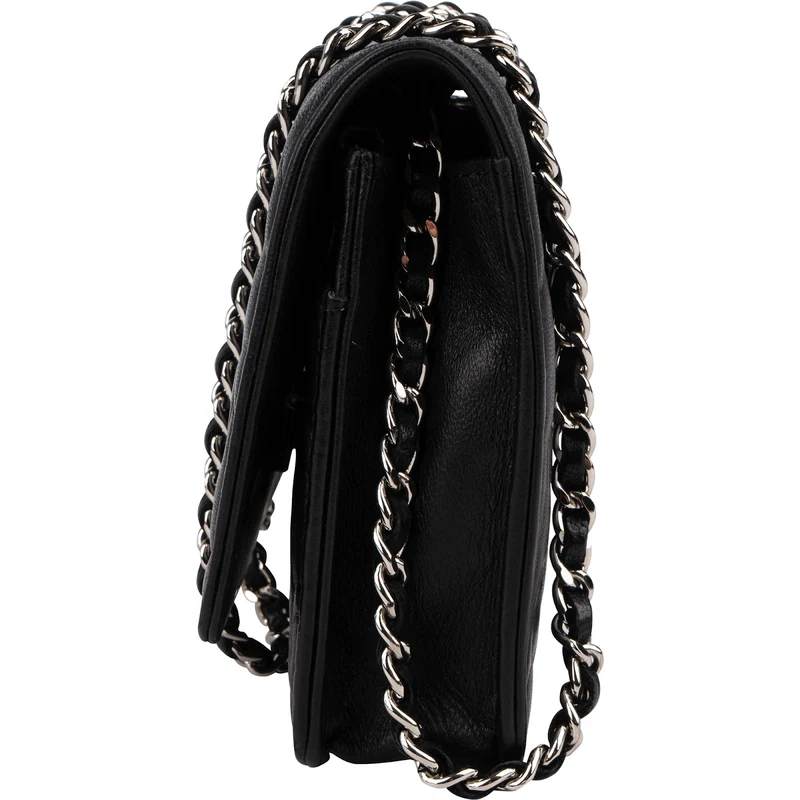 Chanel Camellia Embossed Lambskin Wallet On Chain Crossbody Bag