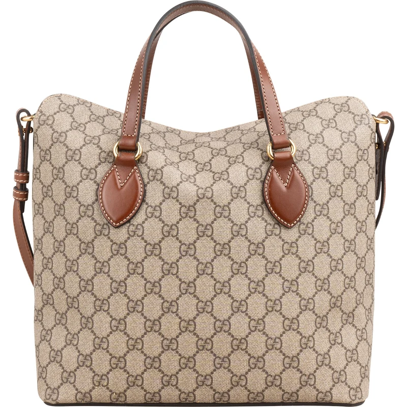 Gucci Monogram GG Supreme Canvas Linea A Foldover Tote Handbag